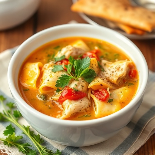 Chicken Lasagna Soup with Herbs and Cheese