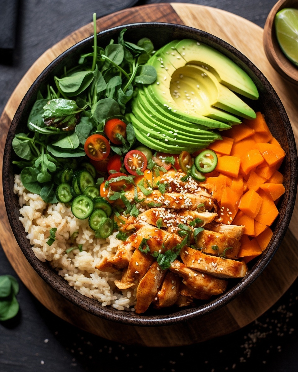 Healthy Chicken Sweet Potato Rice Bowl Recipe