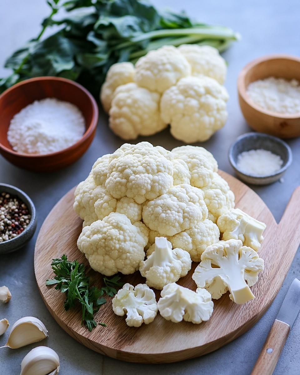 A beautiful spread of ingredients for Vegan Butter Cauliflower, including fresh cauliflower florets, aromatic spices, creamy coconut milk, and vibrant herbs.
