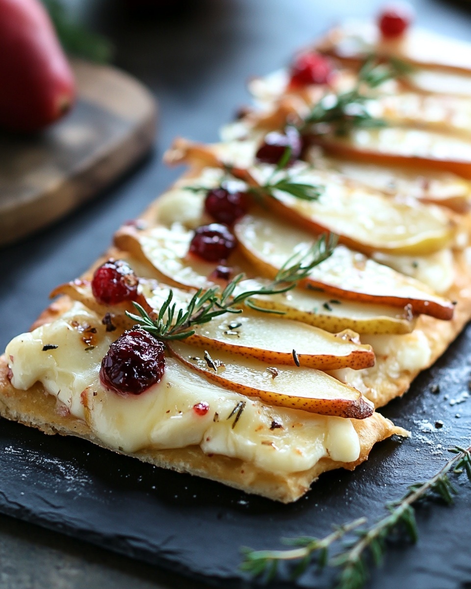 Easy Pear &amp; Brie Flatbread: Gourmet Holiday Appetizer (Cranberry Infused)