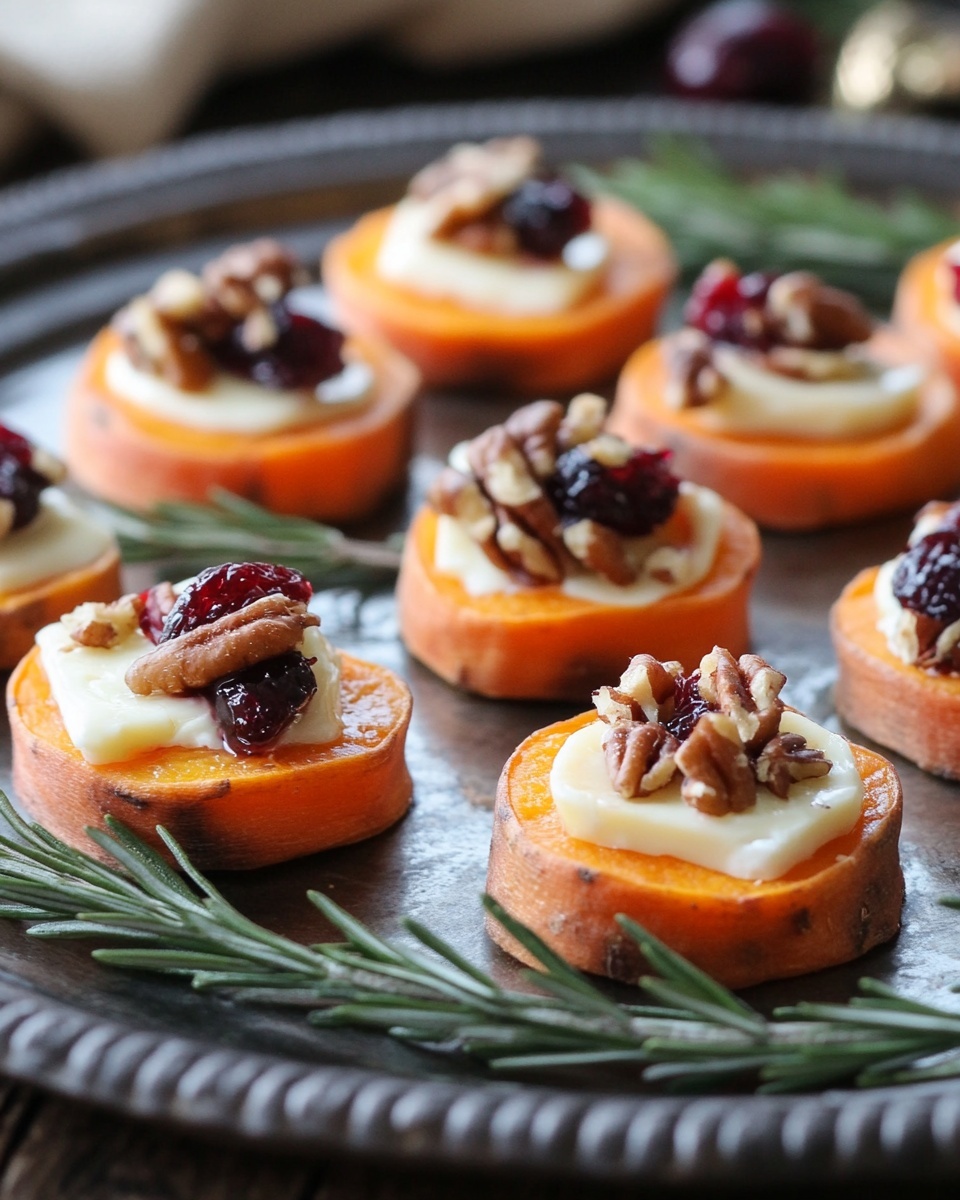 Easy Sweet Potato &amp; Brie Bites with Cranberry Pecan: Healthy Holiday Appetizer Recipe