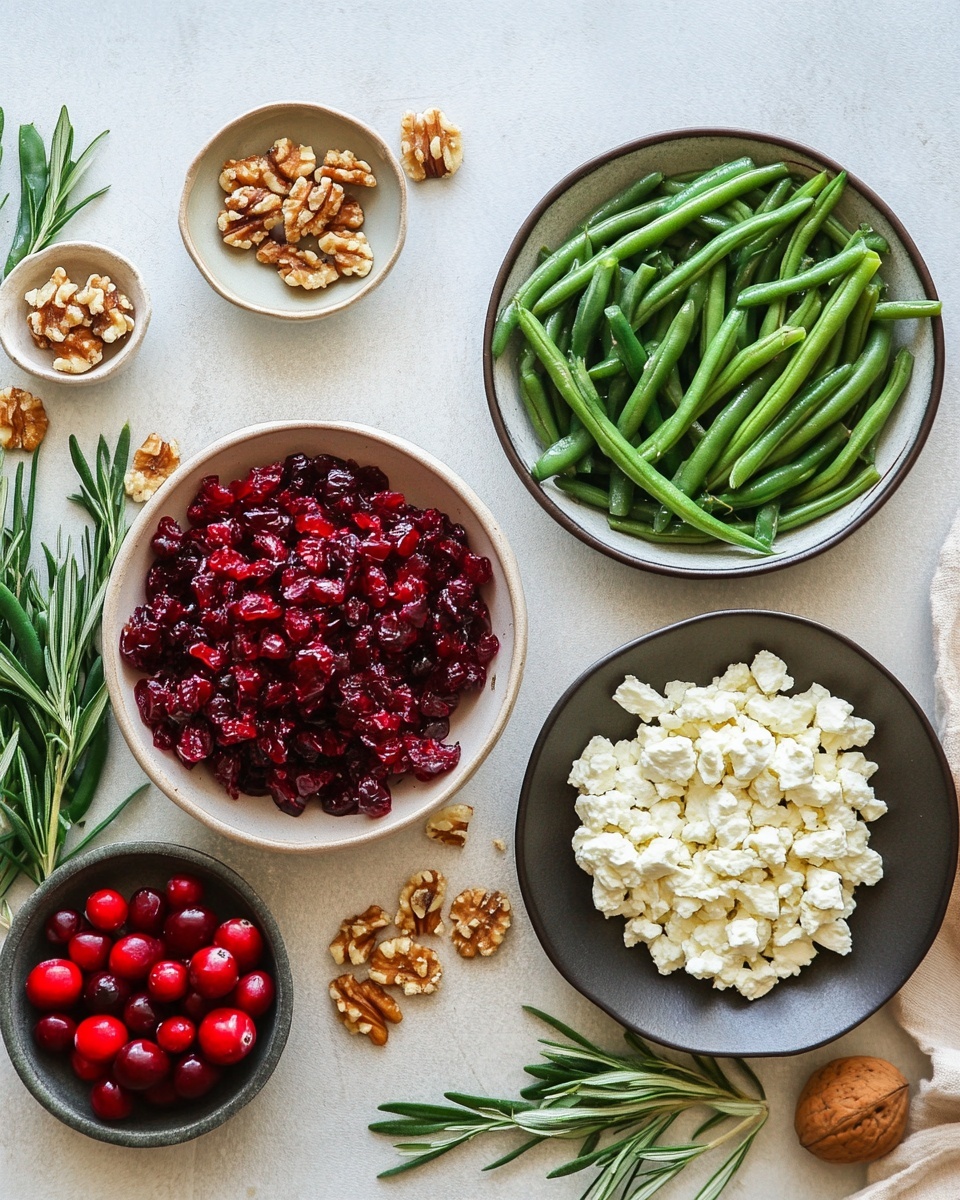 Holiday Green Bean Salad: Feta, Cranberry & Walnut Recipe 2 Ingredients for Holiday Green Bean Salad with Feta, Cranberry & Walnut