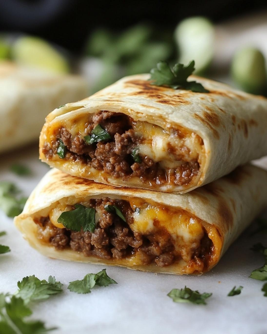 Cheesy Beef Melt Burritos Recipe 3 Cheesy Beef Melt Burritos Recipe 1