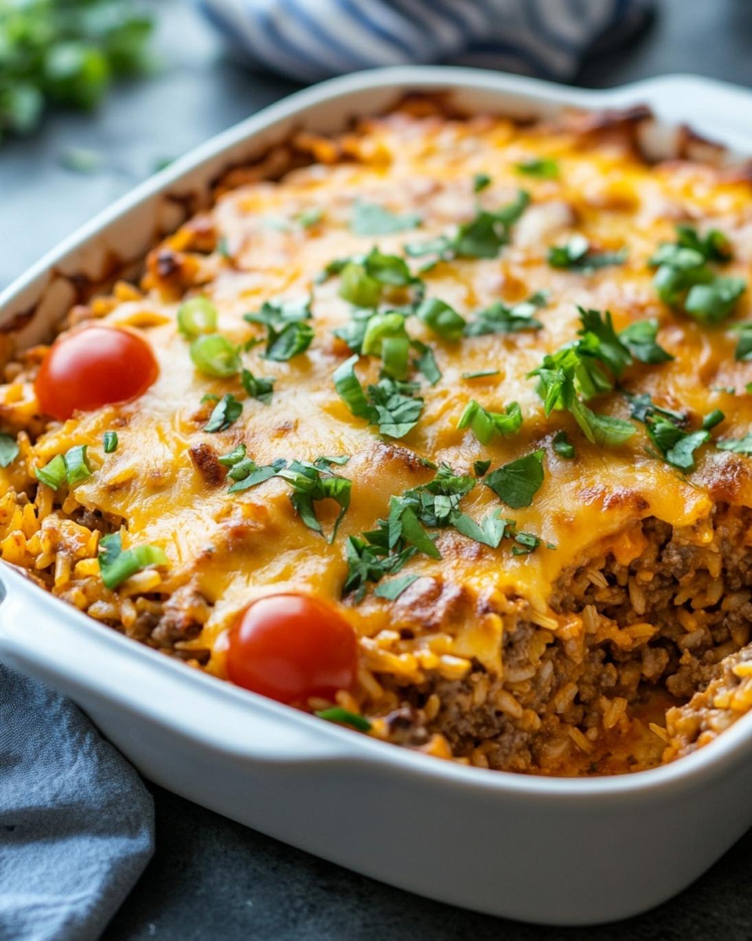 Cheesy Hamburger Rice Casserole Delight 1