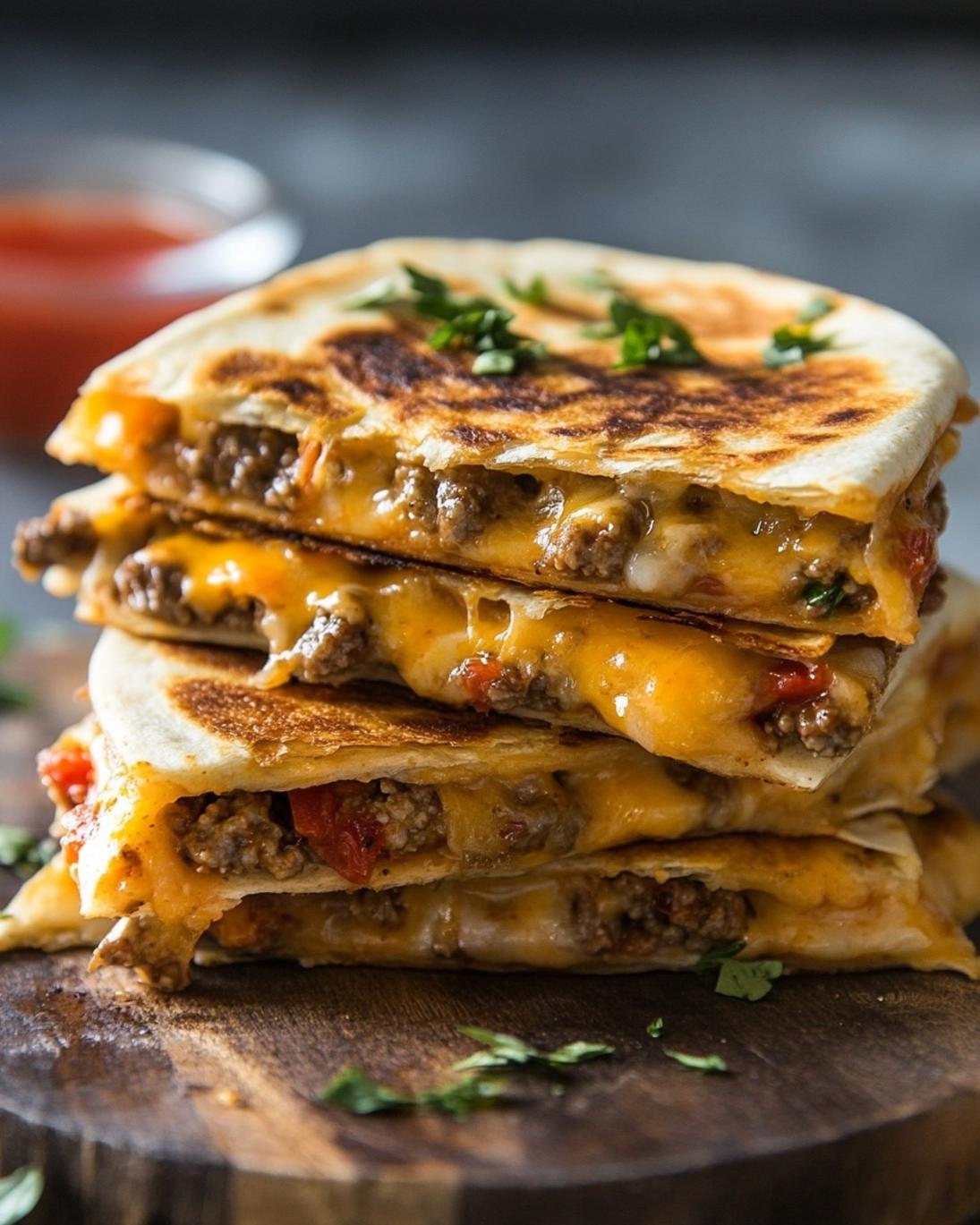 Crispy Cheeseburger Quesadillas Recipe 3 Crispy Cheeseburger Quesadillas Recipe 1