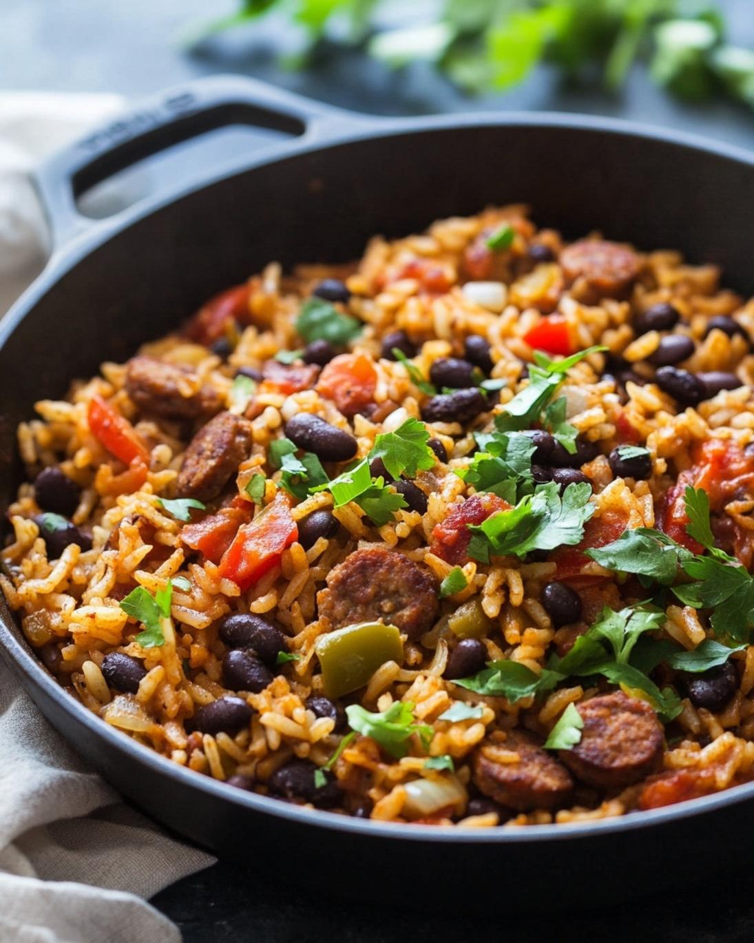 Easy Black Bean and Sausage Rice Skillet 1