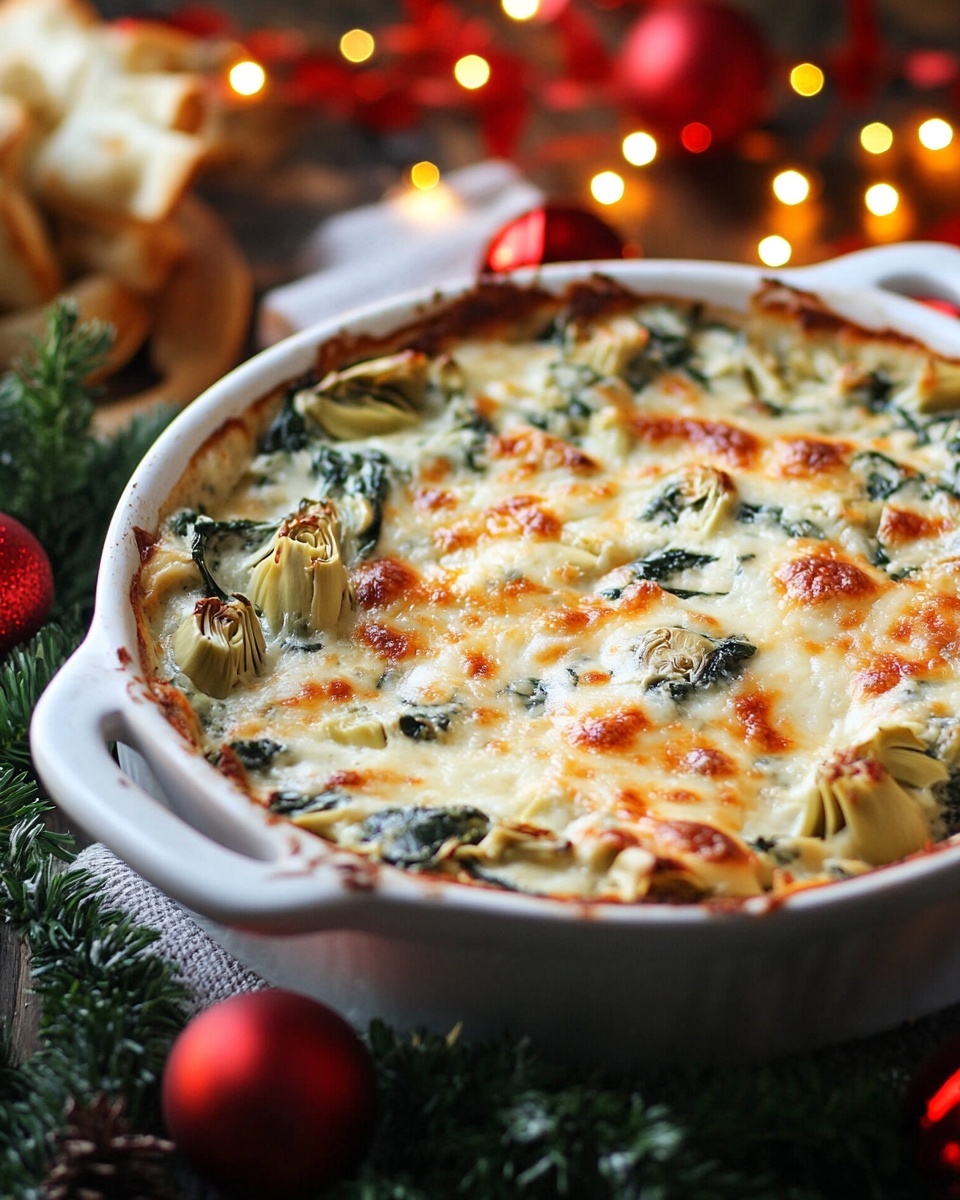 Holiday Spinach Artichoke Grinch Dip